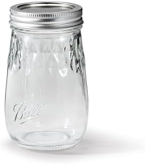 Glass Flute Mason Jar, Regular Mouth, Pint Size, 16 OZ (Pack of 8)