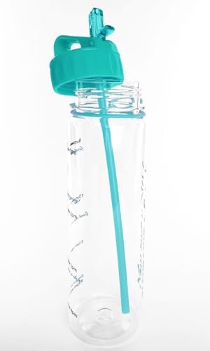 Knockout SlimKim Water Sports Bottle 30 oz for Ovarian Cancer, PCOS, PKD Awareness with Motivational Time Marker - Teal