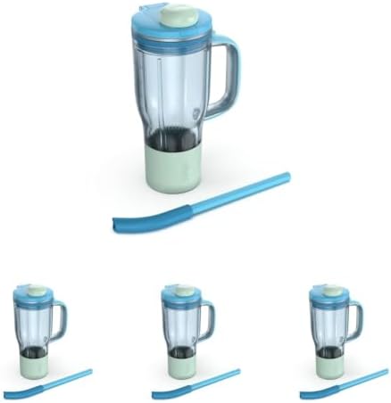 Ninja BlendBOSS Travel Tumbler & Straw, Blue, XSKDB326LSBL, 26 Ounces (Pack of 4) by Unknown
