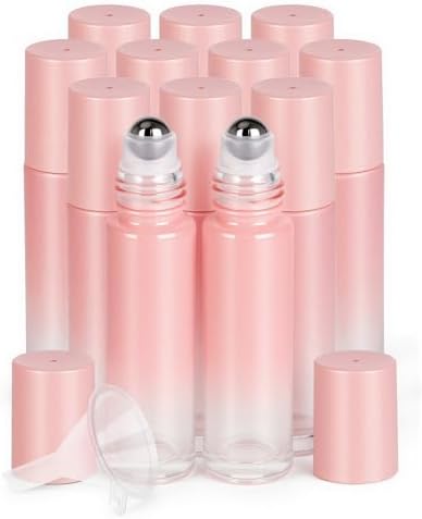 Essential Oil Roller Bottles - 12 Pack Refillable 10ml Glass Roller Bottles by Worldgsb