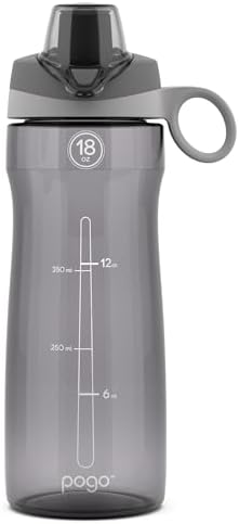 Pogo BPA-Free Tritan Plastic Water Bottle with Chug Lid, 18 Oz, Grey by Pogo