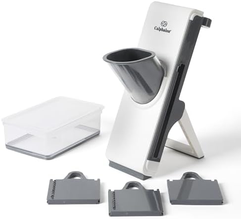 Calphalon Aero Mandoline Slicer, Stainless Steel Vegetable Slicer with Container, Adjustable Mandoline with Interchangeable Blades & Wide Chute for Precision Slicing & Food Prep by Calphalon