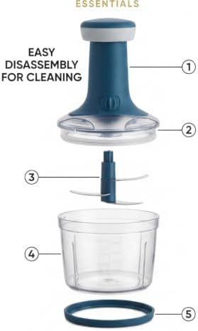 Vegetable Chopper 15.2 OZ (450 ml), Manual Food Chopper with Container & 3 Stainless Steel Blades, Push Vegetable Cutter for Onion, Salad, Nuts, Salsa, Paste & Kitchen Prep (Colour May Vary) - Image 2