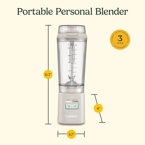 Cuisinart Cordless Rechargeable Portable Blender for Smoothies & Shakes, Personal Smoothie, Compact For Travel, On-the-Go Use, Tan, PBL-100 - Image 6