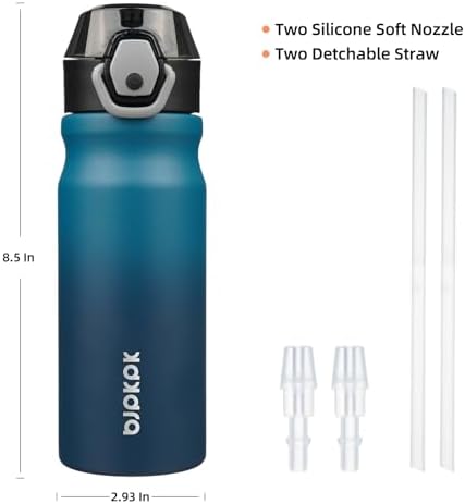 BJPKPK 18 oz Water Bottle with Straw & Handle, Insulated Stainless Flask - Image 4
