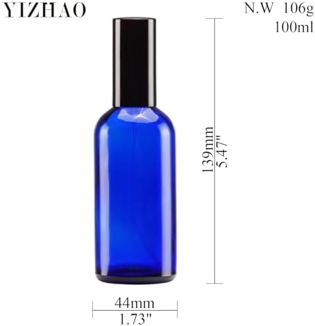 YIZHAO Blue Glass Spray Bottles 4oz, with Small Fine Mist Spray, Metal Cap, Refillable for Essential Oil,Travel,Cleaning,Perfume,Aromatherapy,Makeup – 9 Pcs - Image 2
