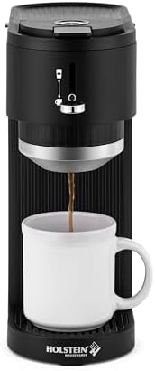 Holstein Housewares 2-in-1 Single Serve Coffee Maker, Dual Brew, Compatible with K-Cup Pods & Ground Coffee, Reusable Filter Included, Compact Drip Coffee Machine, 14oz Tank, Fits Most Cups - Black by HolsteinHousewares