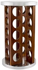 20 Jar Rotating Dark Acacia Wood Spice Rack with Spices Included & 5-Year Spice Refill Program – Rustic Wood Countertop Spice Rack with Glass Jars