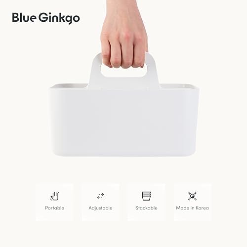 Stackable Organizer Caddy, Rectangle, White, Made in Korea