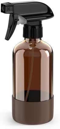 Bontip Amber Glass Spray Bottle, 8 oz with Brown Silicone Sleeve, 1 Pack by BONTIP