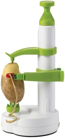 Rotato Manual Peeler, 4 Spare Blades, Thumb Knife, Green/White
