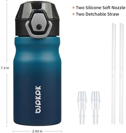 BJPKPK 14 oz Insulated Water Bottle, Straw, Handle, Stainless Steel Flask - Image 4