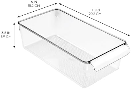 Fridge Storage Bin with Handle, Set of 4, Clear
