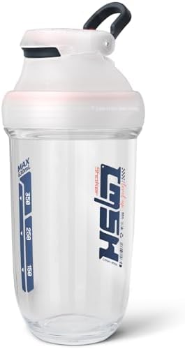 20 oz protein shaker bottle, TRITAN Plastic, BPA/BPS Free Whey Protein Drink Cups for Pre-Workout and Gym, Blender Shaker for Blending Protein Shakes, Overnight Oats and Smoothies (white) by BOIEIOE