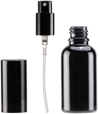 YIZHAO Black Glass Spray Bottles 1oz, with Small Fine Mist Spray, Metal Cap, Refillable for Essential Oil,Travel,Cleaning,Perfume,Aromatherapy,Makeup – 12 Pcs - Image 4