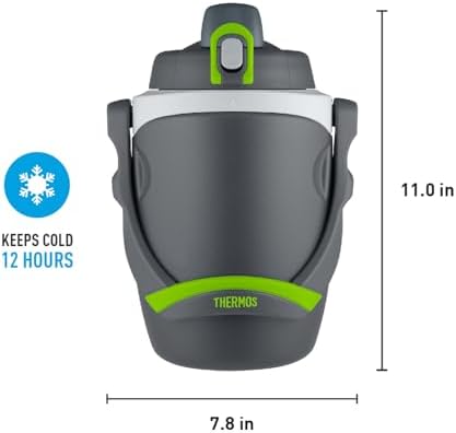 64 oz Hydration Bottle with Flip‑Up Spout, Foam Insulation, Carry Handle & Locking Lid, Half‑Gallon Water Jug for Sports, Workouts & Outdoor Use, Charcoal
