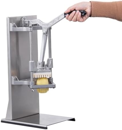 Commercial French Fry Cutter with 4 Size Blades, Stainless Steel 1/4″ 3/8″ 6 Wedges 6 Wedges to Core Chopper, Manual Potato Apple Lemon Slicer Cutting for Restaurant Home Kitchen, Sliver