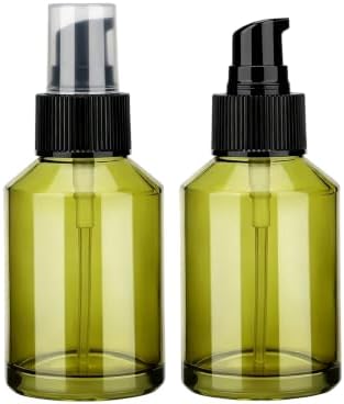 2Pcs 60ml Green Empty Glass Lotion Pump Bottles for Travel by Unknown