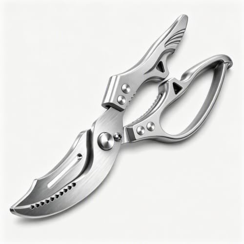 Heavy Duty Poultry Shears, Spring-Loaded Kitchen Scissors with Safety Lock
