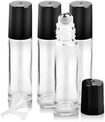Essential Oil Roller Bottles - 4 Pack Refillable 10ml Glass Roller Bottles by Worldgsb