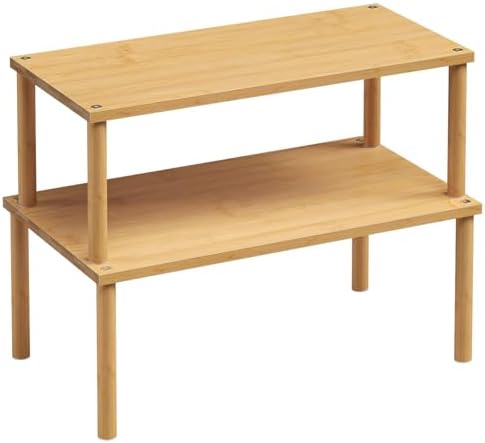 2 Pack Cabinet Organizer Shelf,Bamboo Countertop(Large,Natural)