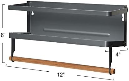 Metal Magnetic Spice Rack with Paper Towel Holder, Grey