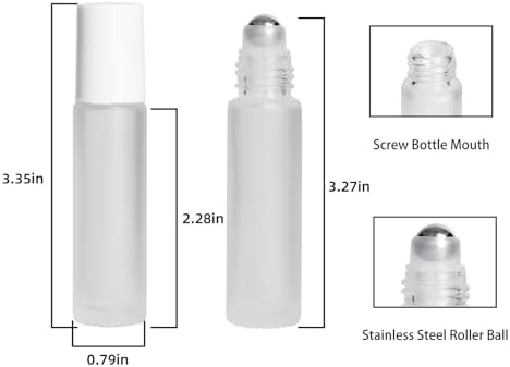 10ml Glass Essential Oil Roller Bottle, 24PCS Clear Frosted Essential Oil Roller Bottles with Stainless Steel Rollers - Refillable, Leak-Proof Design, Suitable for Travel and DIY Skincare Products. - Image 2