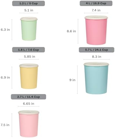 Heritage 10-Piece Pastel Tall Canister Set (5 Containers+5 Lids)