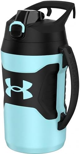 Under Armour Insulated Water Bottle with Handle & Fence Hook, Half Gallon Sports Water Jug, Leak-Resistant & BPA-Free for Baseball, Football & Gym - Breeze Blue/Black, 64oz