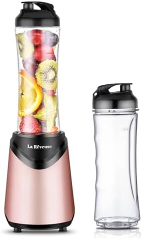 La Reveuse 300W Personal Size Blender (Pink) + 18 oz Replacement Bottle by LaReveuse