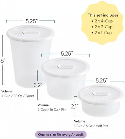Anydeli Silicone Deli Containers for Meal Prep (Mochi, 6 Pack)