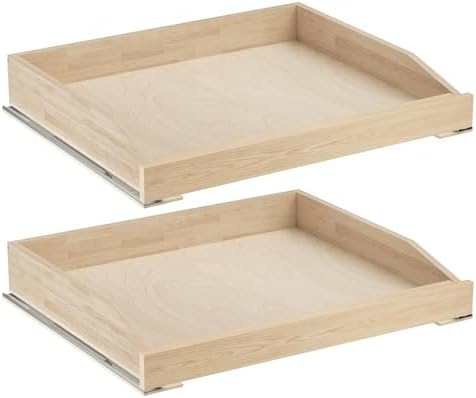 Pull Out Cabinet Drawer for Kitchen Cabinets 25.5" W x 21" D, Pull Out Cabinet Organizer, Bottom Assembly, Requires At Least 26.5” Cabinet Opening, 2PCS