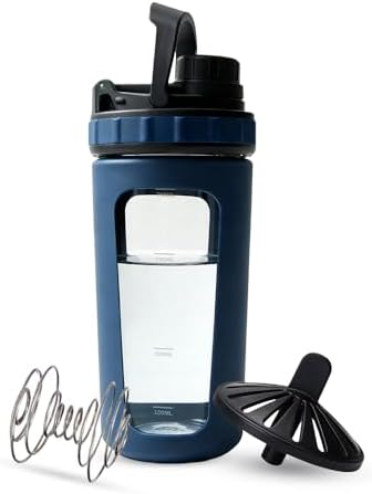 BYLWORKOUT 26 oz Glass Shaker Bottle with Silicone Sleeve and Mixing Ball by BYLWORKOUT