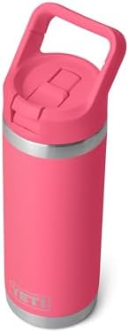 Rambler 18 oz Bottle, Vacuum Insulated, Stainless Steel with Color Matching Straw Cap, Tropical Pink