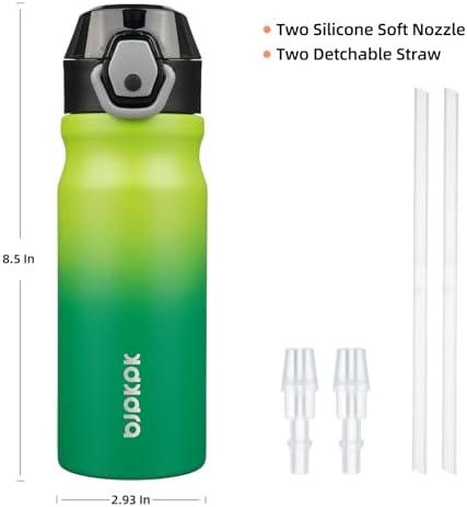 BJPKPK 18 oz Water Bottle with Straw & Handle, Insulated Stainless Flask - Image 4