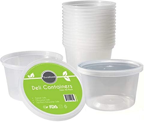 Deli Containers with Lids Leakproof - 40 Pack BPA-Free Plastic Microwaveable Clear Food Storage Container Premium Heavy-Duty Quality, Freezer & Dishwasher Safe (16 oz.)