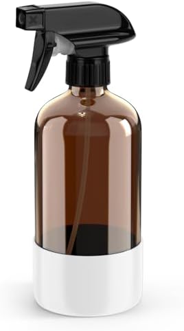 Bontip Amber Glass Spray Bottle, 16 oz with White Silicone Sleeve, 1 Pack by BONTIP