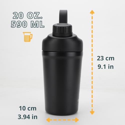 Ozizo 2 Pack Stainless Steel Insulated Protein Shaker Bottle, 28oz Leak Proof Shaker Cup for Protein Mixes with Wire Whisk Ball, Black and Blue - Image 6