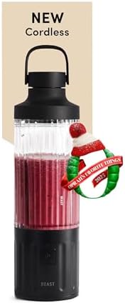 Beast GO Cordless, Premium Portable Blender for Shakes & Smoothies, 22oz Blending Vessel, Blends Ice & Frozen Fruit, Rechargeable USB-C Battery, Drinking Lid and Straw System (Carbon Black) by Unknown