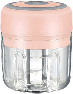 Electric Baby Food Maker & Garlic Chopper, USB Rechargeable Mini Processor, Easy Clean Design, 250ML (Pink) by PONDI