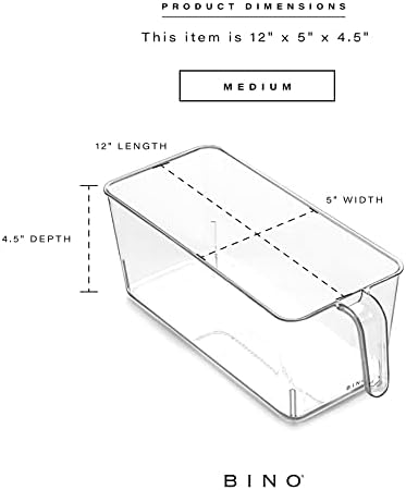 L Plastic Storage Bins l THE HOLDER COLLECTION l 4-Pack, Medium Multi-Use Clear Containers for Organizing with Built-in Handles l Pantry Organization & Storage l Kitchen Organizer l Storage Bins