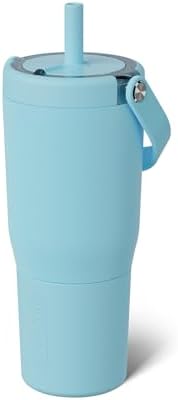 BrüMate Resa 25oz 100% Leakproof Travel Tumbler w/Handle & Straw | Flexible SoftSip Straw | Silicone Sleeve for Durability | Stainless Steel | Cup Holder & Travel Friendly Water Bottle (Glacier) by Br%C3%BCMate