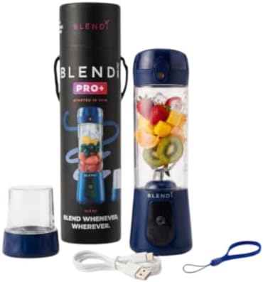 Pro+ Portable Blender (17.5oz, Navy Blue) – Powerful Ice Crushing 120W Motor, USB-C Rechargeable, Cordless Personal Blender Smoothies & Shakes – BPA-Free, Self-Cleaning, Travel-Friendly