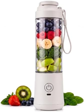 SSKAWorldwide Portable Blender 21oz – Rechargeable and Wireless Mini Personal Blender for Shakes and Smoothies, 4000mAh Battery & 6 Blades for Protein Shakes, Fruit Juicer, Gym & Travel (White) by Unknown