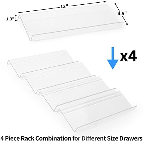 Clear Spice Drawer Organizer, 4 Tier Acrylic Seasoning Rack, Small
