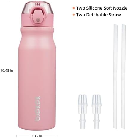 BJPKPK 25 oz Insulated Water Bottle, Straw, Handle, Stainless Steel Flask - Image 4