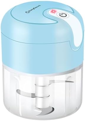 Electric Garlic Chopper, 250ml Mini Food Processor, USB Rechargeable Garlic Mincer, Wireless Small Food Chopper for Onion, Veggie, Ginger, Chili, Fruit, Meat
