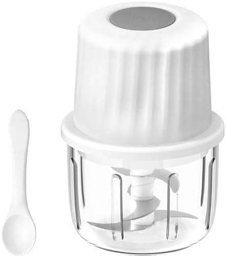 Mini Electric Garlic Chopper 300ML GLASS Food Processor Cordless by Luniquz