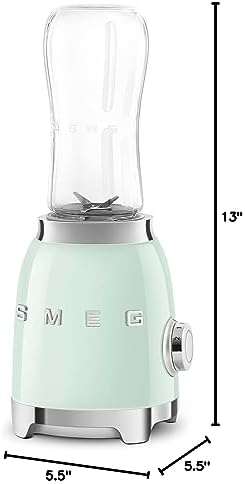 SMEG 50's Retro Style Personal Blender with Backlit Knob and Two BPA 600 ML Free bottles PBF01PGUS Pastel Green - Image 6