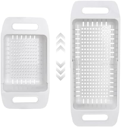 Expandable Over the Sink Colander Strainer Basket, Kitchen Strainers and Colanders for Washing Vegetables and Fruits, Draining Cooked Pasta, Drying Dishes, Gray
